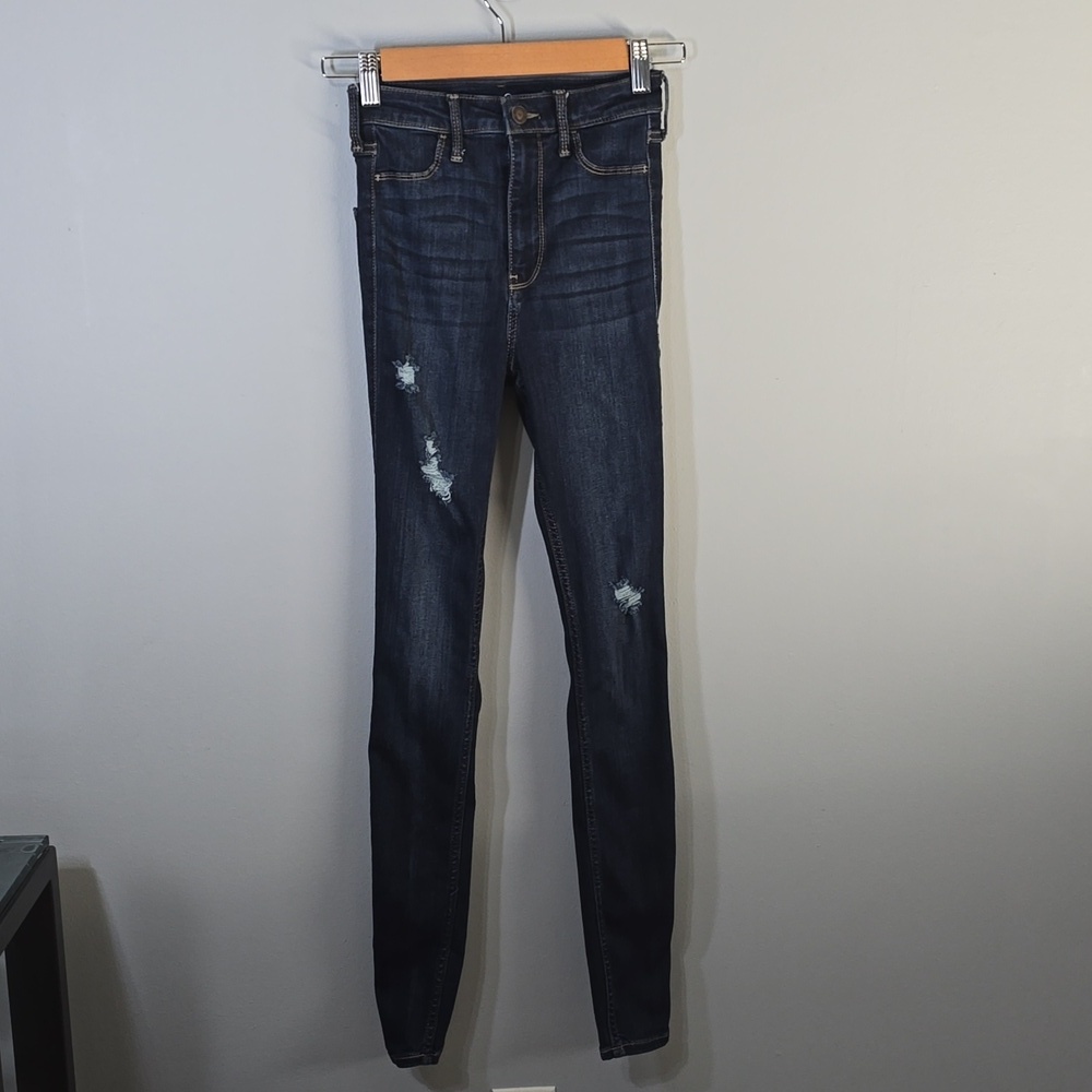 Hollister Skinny Jeans women’s size 0 long 0L blue legging ultra high-rise